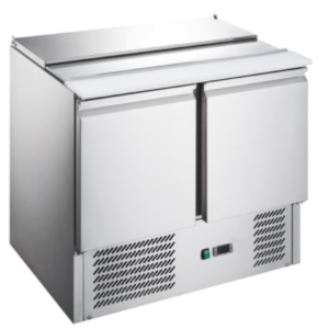 Chladiaci stôl 0,9 x 0,7m, 2 dvere (s výklopným a výsuvným vekom z nehrdzavejúcej ocele)