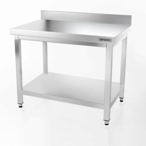 Pracovná stanica z nerezovej ocele s okrajom - 100 x 60 cm s policou