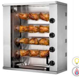 Plynový gril na kurčatá - 4 ihly pre 12 kurčiat