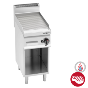 Plynová grilovacia platňa vrúbkovaná so stojanom - 30 x 60 cm