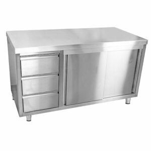 Pracovný nerezový stôl s 3 zásuvkami - 1,8 x 0,6 m