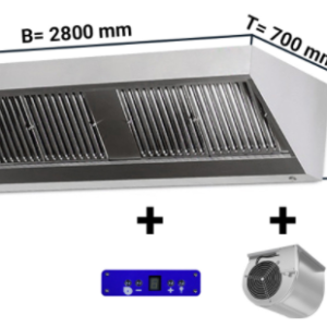 Digestor nástenný s motorom, regulátorom, osvetlením - 2800mm x 700
