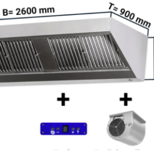 Digestor nástenný s motorom, regulátorom, osvetlením - 2600mm x 900
