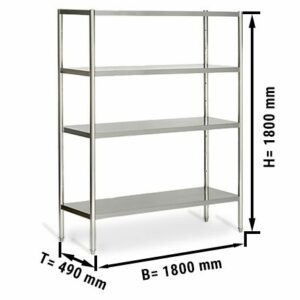 Nerezový regál - 1,8 x 0,5 m, 4 nastaviteľné police