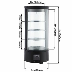 Stolová chladiaca okrúhla výstavná vitrína - 72 litrov