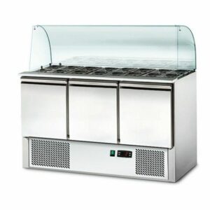 Chladiaci stôl s nadstavbou a okrúhlym skleneným nadstavcom - 1,36 x 0,7 m, 3 dvere