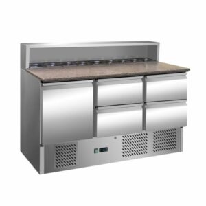 Chladiaci stôl s nadstavbou a žulovou doskou - 1 dvere a 4 zásuvky, 1,37 x 0,7 m