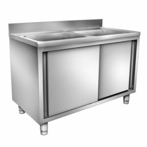 Nerezový dvojdrez so skrinkou - 100x60 cm