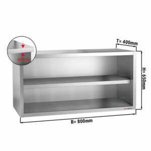 Nerezová nástenná skrinka otvorená - 0,8 m