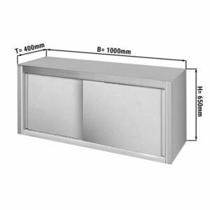 Nerezová nástenná skrinka s posuvnými dverami - 1,0 m