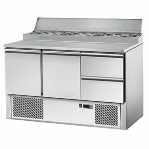 Chladiaci stôl pre pizzu s vitrínou 1,37 x 0,7 m - prípravná stanica