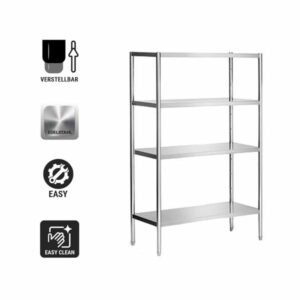 Nerezový regál - 1,6 x 0,5 m, 4 nastaviteľné police