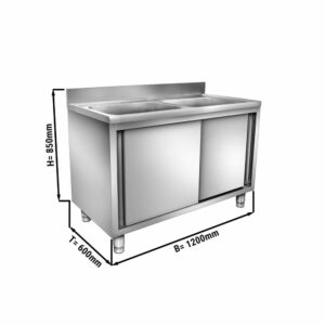 Nerezový dvojdrez so skrinkou - 120x60 cm