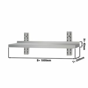 Nástenná nerezová polica 1,8x0,3m