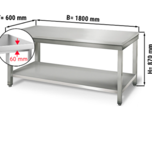 Nerezový pracovný stôl 1,8x0,6m so základnou policou