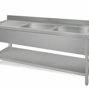 Dvojitý nerezový drez 1,4 x 0,6 m - umývadlá vpravo - 40 x 40 x 25 cm