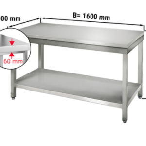 Nerezový pracovný stôl 1,6x0,6m so základnou policou