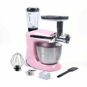 Multifunkčný mixér 3v1 v ružovej farbe - Drvič ľadu, mlynček na mäso, hnetač cesta, 1000W