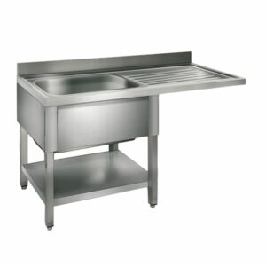 Umývací stôl s nerezovým drezom, 1,2 x 0,7m, drez vľavo, rozmery D 40 x Š 50 x H 25 cm