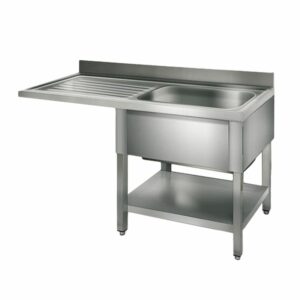 Umývací stôl s nerezovým drezom, 1,2 x 0,7m, drez vpravo, rozmery D 40 x Š 50 x H 25 cm
