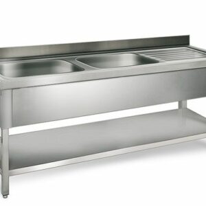 Nerezový dvojdrez Maxima – 1.6x0.7m, dvojité umývadlo vľavo, 40x50x25cm