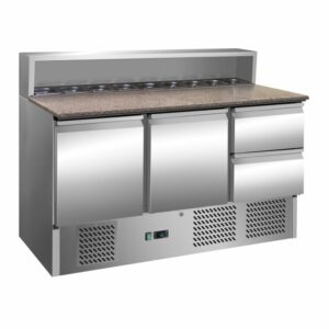 Chladiaci stôl s nadstavbou Maxima – 1.37x0.7m, 2 dvere, 2 zásuvky, žulová doska