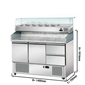 Chladiaci stôl pre pizzériu ECO – 140x70 cm, 2 dvere, 2 polzásuvky 1/2