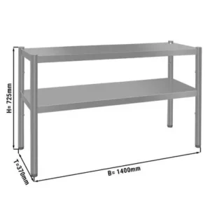 Nerezová dvojposchodová nadstavba k stolu – 140 cm – výška 70 cm