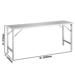 Rozkladací stôl nerez PREMIUM - 2000x600 mm