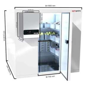 Chladiaca miestnosť – 1.8x1.5 m – 4.06 m³ s nástennou chladiacou jednotkou PLUS