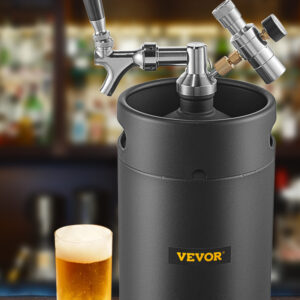 Výčapné zariadenie na pivo s tlakomerom, 5 L, čierna