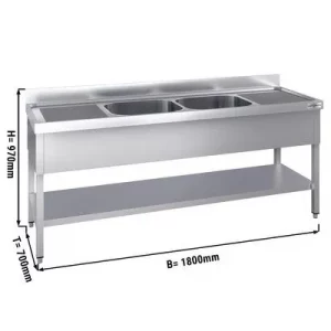 Nerezový drez - dvojdrez 180x70 cm