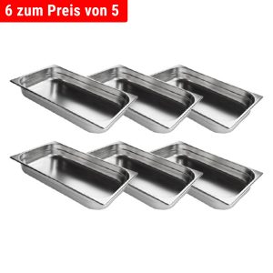 Sada 6 kusov nerezových GN nádob 1/4 s hĺbkou 200 mm