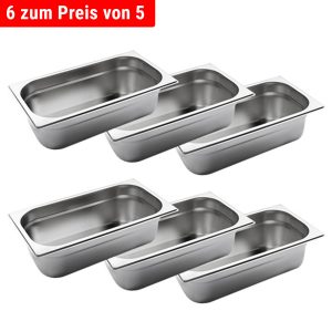 Sada 6 kusov nerezových GN nádob 1/3 s hĺbkou 150 mm