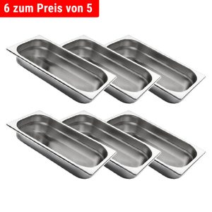 Sada 6 kusov nerezových GN nádob 1/3 s hĺbkou 65 mm