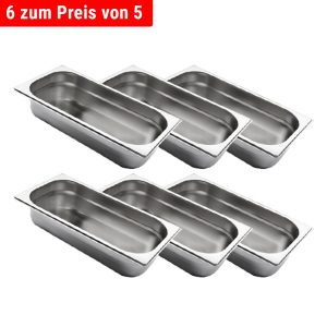 Sada 6 kusov nerezových GN nádob 1/3 s hĺbkou 100 mm