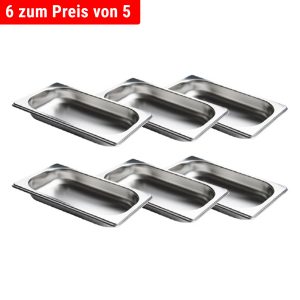 Sada 6 kusov nerezových GN nádob 1/3 s hĺbkou 20 mm