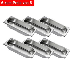 Sada 6 kusov nerezových GN nádob 1/6 s hĺbkou 40 mm