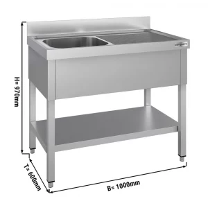 Nerezový drez – rozmery 100x60 cm, umiestnenie umývadla na ľavej strane (L)