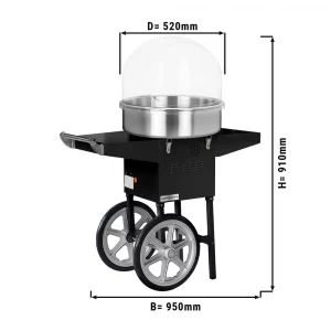 Stroj na výrobu cukrovej vaty s priemerom 52 cm vrátane krytu - čierny