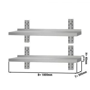 Nástenné police ECO s rozmermi 1800x300 mm a 2 úrovňami, model wbk183