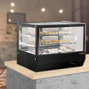 Chladiaca vitrína s dĺžkou 0,9 m, čierna, s 2 sklenenými policami