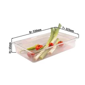 Polykarbonátová GN nádoba 1/1, číra, s hĺbkou 65 mm