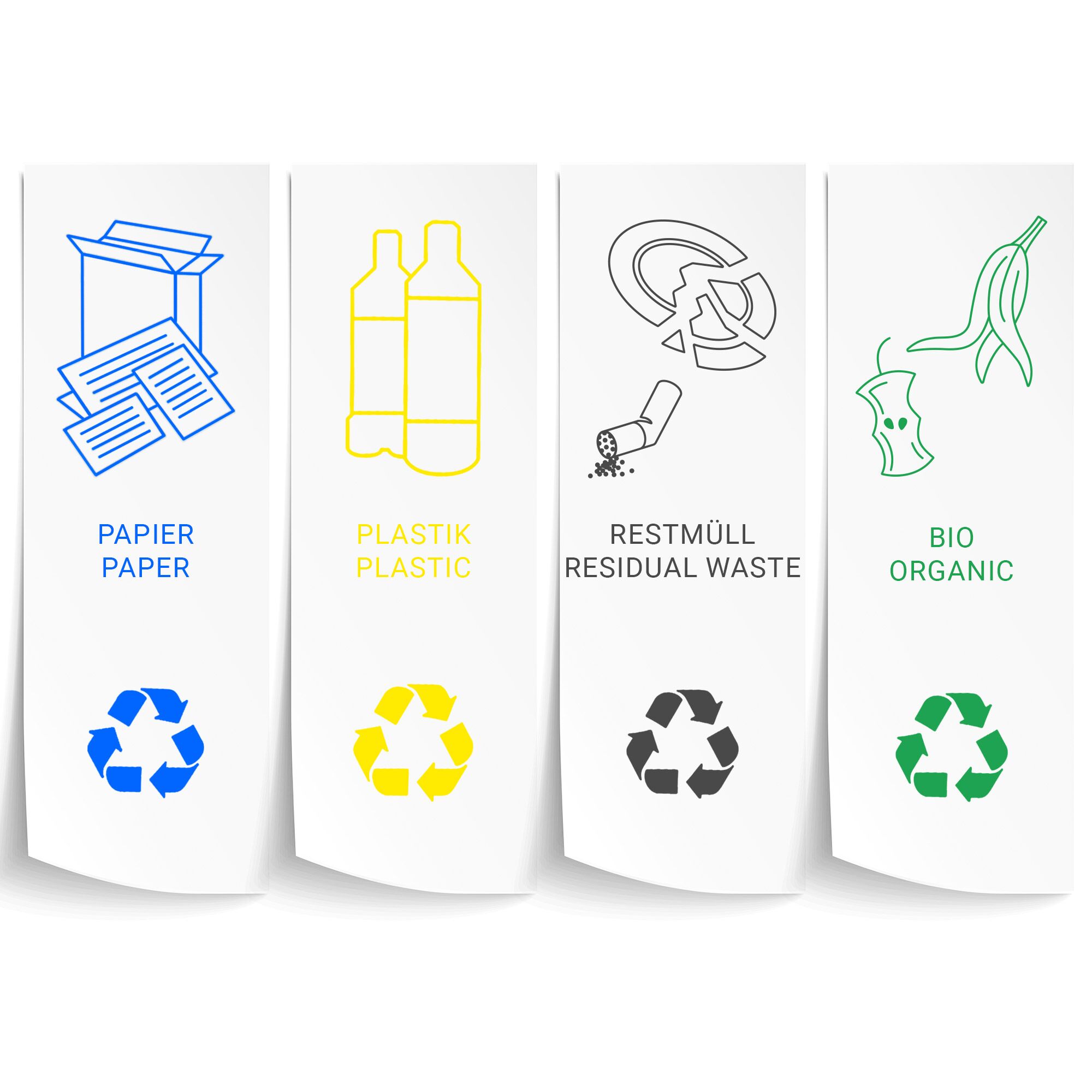 Kôš na separáciu odpadu s 3 priehradkami a kolieskami, čierny – Obrázok 2