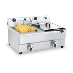 Royal dvojitá elektrická fritéza - 2 x 16 litrov - S vypúšťacím kohútikom
