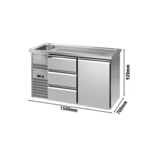 Pivný pult PREMIUM PLUS – 1550x700 mm – 1 dvierka, 3 zásuvky