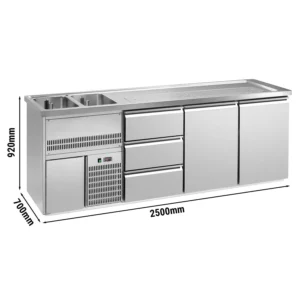 Pivný pult PREMIUM PLUS – 2500x700 mm – 2 dvierka, 3 zásuvky