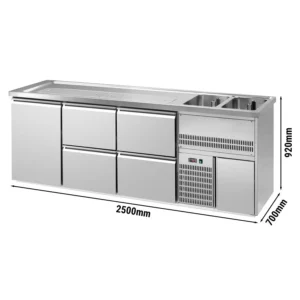 Pivný pult PREMIUM PLUS – 2500x700 mm – 1 dvierka, 4 zásuvky