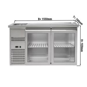 Pult na pivo PREMIUM PLUS – 1550×700 mm – 2 sklenené dvierka