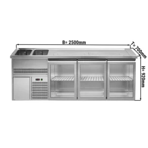 Pivný pult PREMIUM PLUS – 2500×700 mm – 3 sklenené dvierka